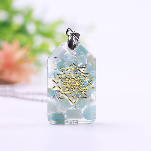 Orgonite Pendant Necklace Amazonite Natural Crystal Energy Chakra Jewelry Emf Protection Healing Orgone | Vimost Shop.