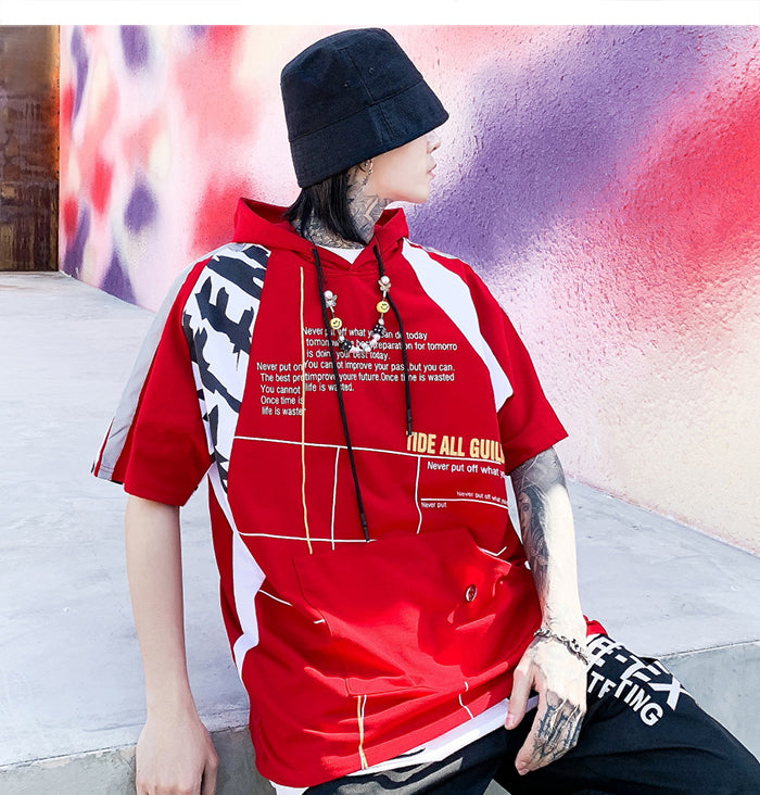 Hip Hop Cool Boy Letter Print Mens T Shirt Harajuku  Fashion Streetwear Hooded Tops Tees Cotton Short Sleeve | Vimost Shop.