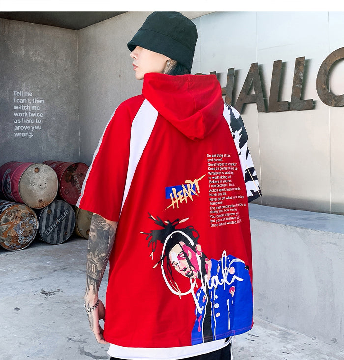 Hip Hop Cool Boy Letter Print Mens T Shirt Harajuku  Fashion Streetwear Hooded Tops Tees Cotton Short Sleeve | Vimost Shop.
