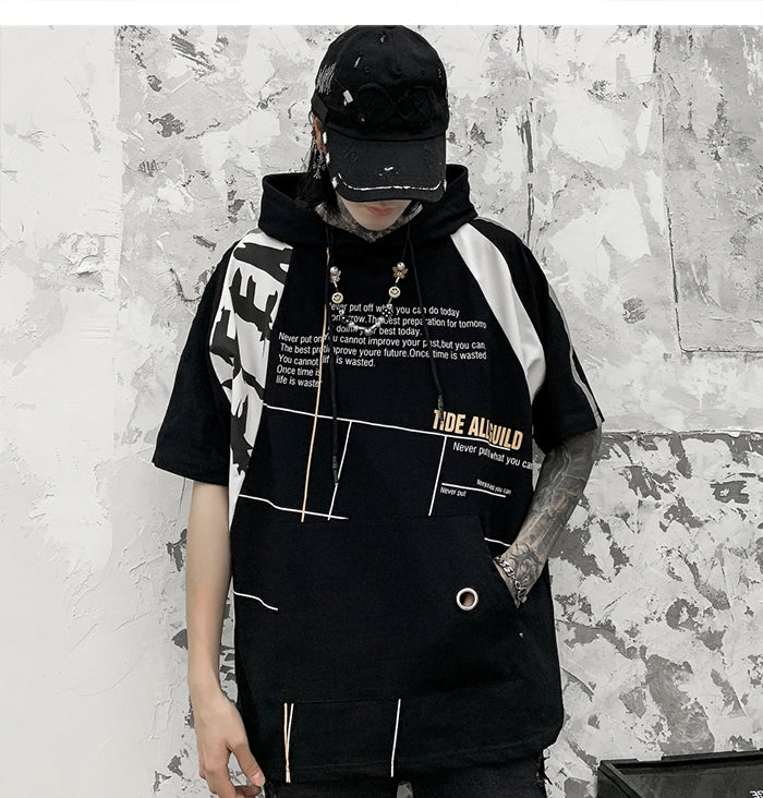 Hip Hop Cool Boy Letter Print Mens T Shirt Harajuku  Fashion Streetwear Hooded Tops Tees Cotton Short Sleeve | Vimost Shop.