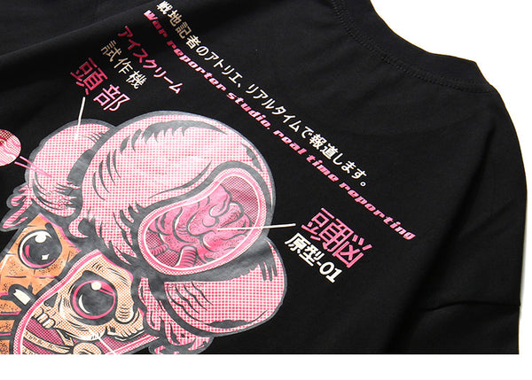 Men Hip Hop T Shirt Funny Ice Cream Anatomy Harajuku Japanese Kanji T-Shirt Streetwear | Vimost Shop.