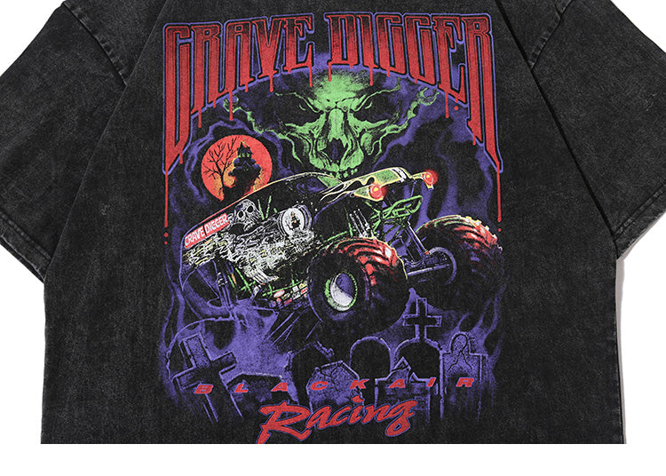 Men Oversize Hip Hop T-Shirt Devil Racing Harajuku Tshirt Summer Short Sleeve Cotton Loose Tops Tees | Vimost Shop.