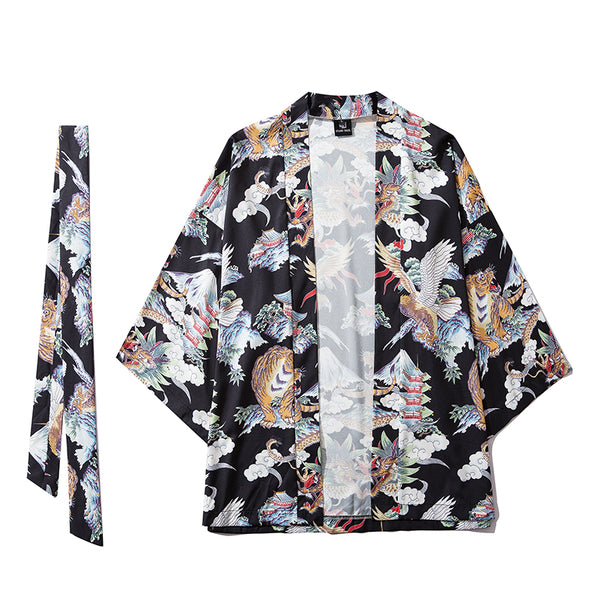 Japanese Style Crane Kimono Tokyo Streetwear Haori Men Women Cardigan Japan Robe Girl Fashion Traditional Asian Clothes | Vimost Shop.