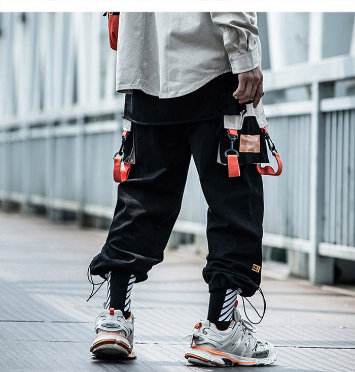Hip Hop Color Block Pockets Male Harem Cargo Pants Streetwear Harajuku Casual Drawstring Joggers Mens Trousers | Vimost Shop.