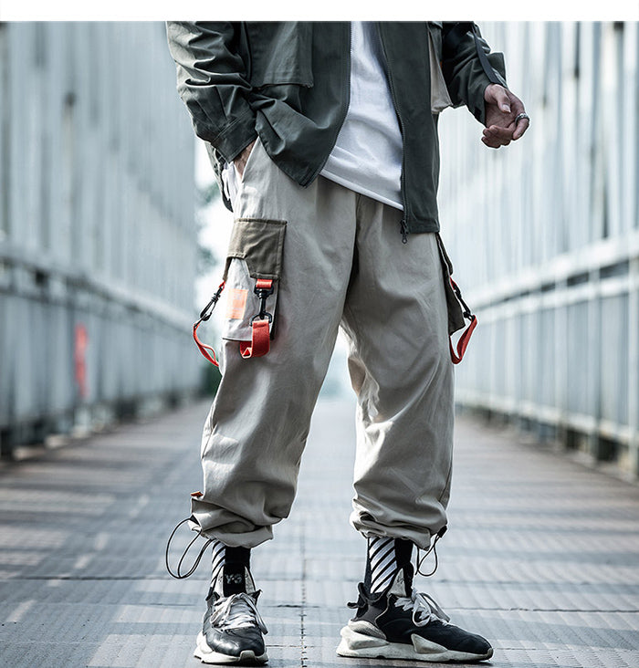 Hip Hop Color Block Pockets Male Harem Cargo Pants Streetwear Harajuku Casual Drawstring Joggers Mens Trousers | Vimost Shop.