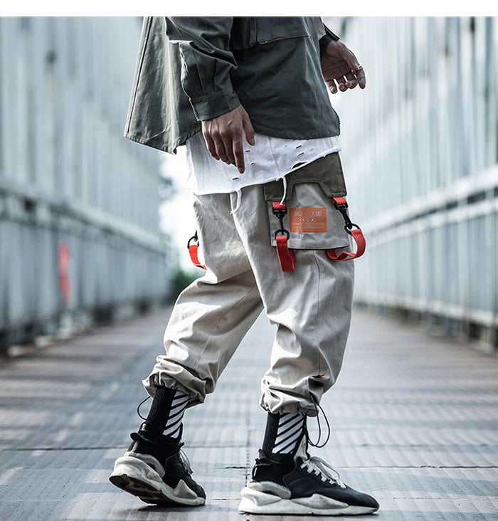 Hip Hop Color Block Pockets Male Harem Cargo Pants Streetwear Harajuku Casual Drawstring Joggers Mens Trousers | Vimost Shop.