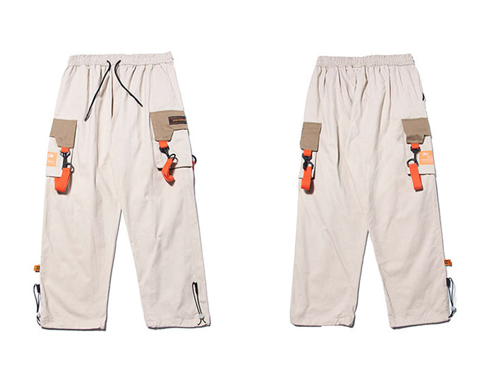 Hip Hop Color Block Pockets Male Harem Cargo Pants Streetwear Harajuku Casual Drawstring Joggers Mens Trousers | Vimost Shop.