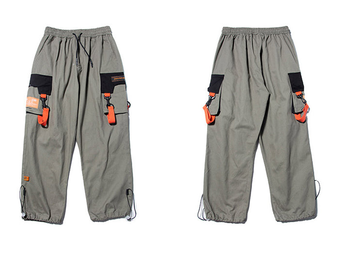 Hip Hop Color Block Pockets Male Harem Cargo Pants Streetwear Harajuku Casual Drawstring Joggers Mens Trousers | Vimost Shop.