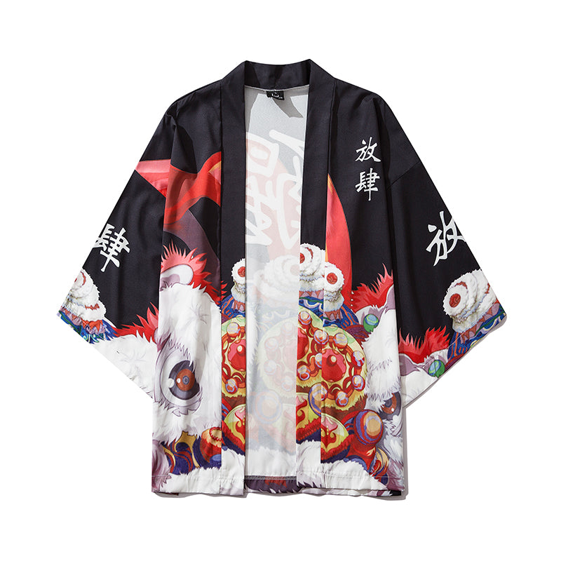 Japan Style Clothes Men Summer Streetwear Cat Print Kimono Cardigan Mandarin Robe Men Unisex Japanese Trend Kimonos | Vimost Shop.