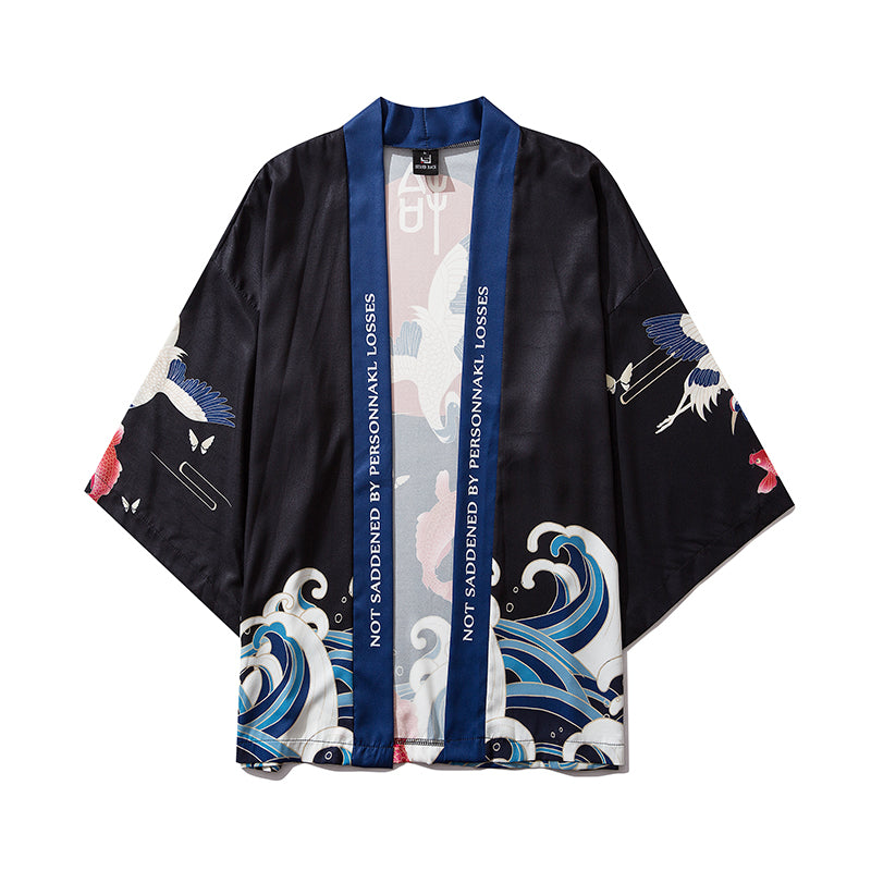 Japan Style Clothes Men Summer Streetwear Cat Print Kimono Cardigan Mandarin Robe Men Unisex Japanese Trend Kimonos | Vimost Shop.