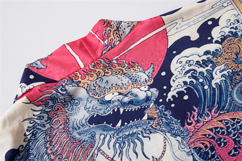 Japan Style Clothes Men Summer Streetwear Cat Print Kimono Cardigan Mandarin Robe Men Unisex Japanese Trend Kimonos | Vimost Shop.