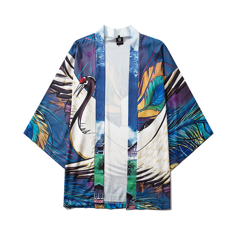 Japan Style Clothes Men Summer Streetwear Cat Print Kimono Cardigan Mandarin Robe Men Unisex Japanese Trend Kimonos | Vimost Shop.