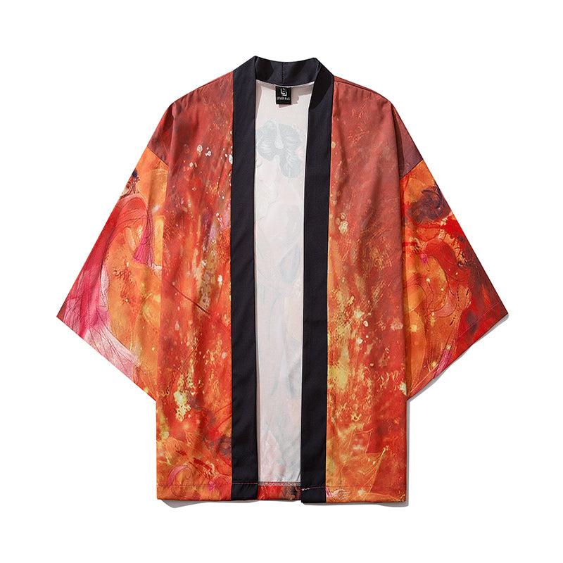Japan Style Clothes Men Summer Streetwear Cat Print Kimono Cardigan Mandarin Robe Men Unisex Japanese Trend Kimonos | Vimost Shop.