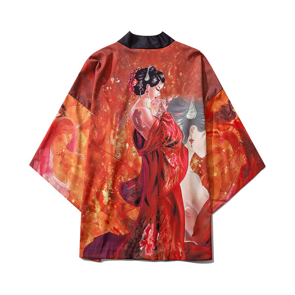 Japan Style Clothes Men Summer Streetwear Cat Print Kimono Cardigan Mandarin Robe Men Unisex Japanese Trend Kimonos | Vimost Shop.