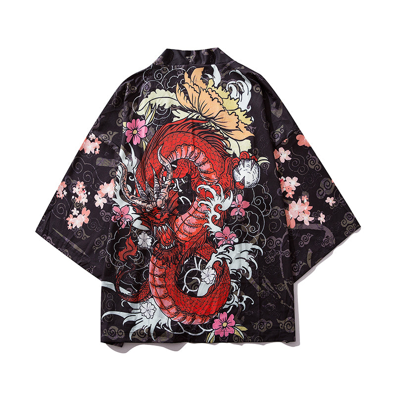 Japan Style Clothes Men Summer Streetwear Cat Print Kimono Cardigan Mandarin Robe Men Unisex Japanese Trend Kimonos | Vimost Shop.