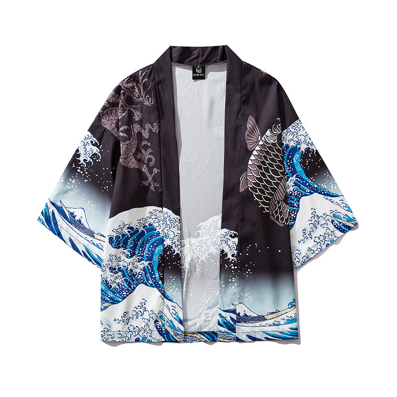 Japan Style Clothes Men Summer Streetwear Cat Print Kimono Cardigan Mandarin Robe Men Unisex Japanese Trend Kimonos | Vimost Shop.