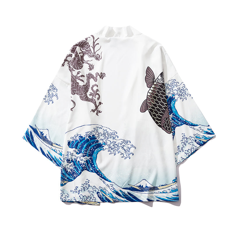 Japan Style Clothes Men Summer Streetwear Cat Print Kimono Cardigan Mandarin Robe Men Unisex Japanese Trend Kimonos | Vimost Shop.