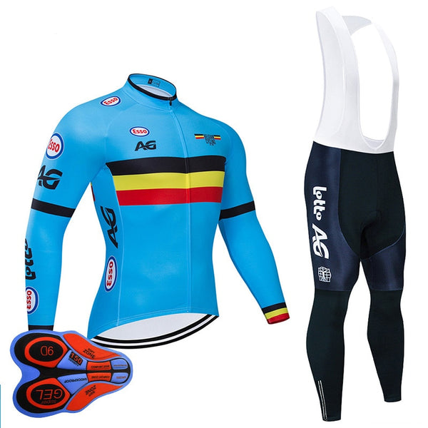 Spring/Autumn Belgium Cycling Jersey 9D Bib Set MTB Uniform Bike Clothing Quick Dry Bicycle Clothes Men‘s Long Cycling Wear | Vimost Shop.