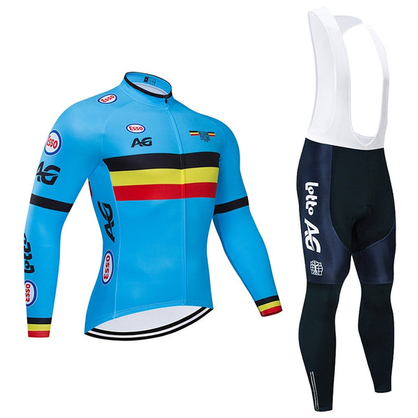 Spring/Autumn Belgium Cycling Jersey 9D Bib Set MTB Uniform Bike Clothing Quick Dry Bicycle Clothes Men‘s Long Cycling Wear | Vimost Shop.