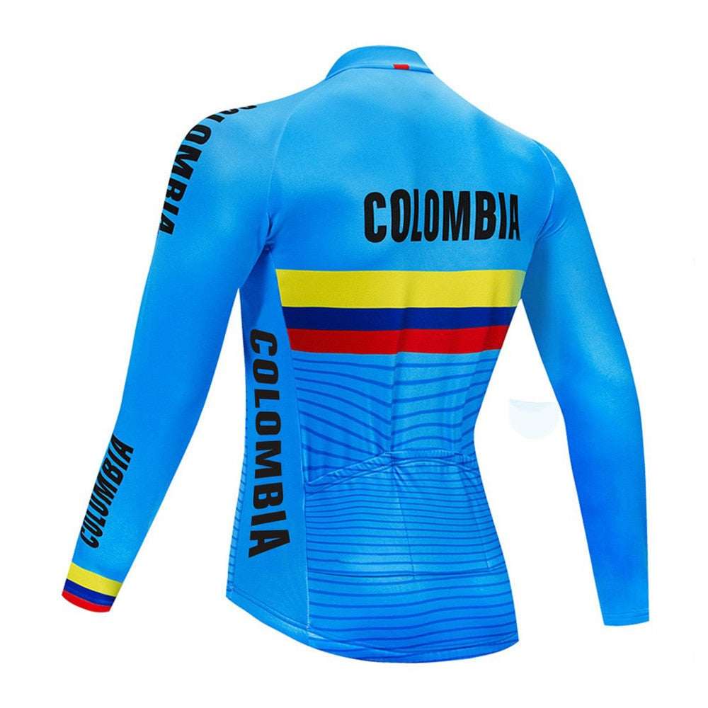 Spring/Autumn COLOMBIA Cycling Jersey 9D Bib Set MTB Uniform Bike Clothing Quick Dry Bicycle Clothes Mens Long Cycling Wear | Vimost Shop.