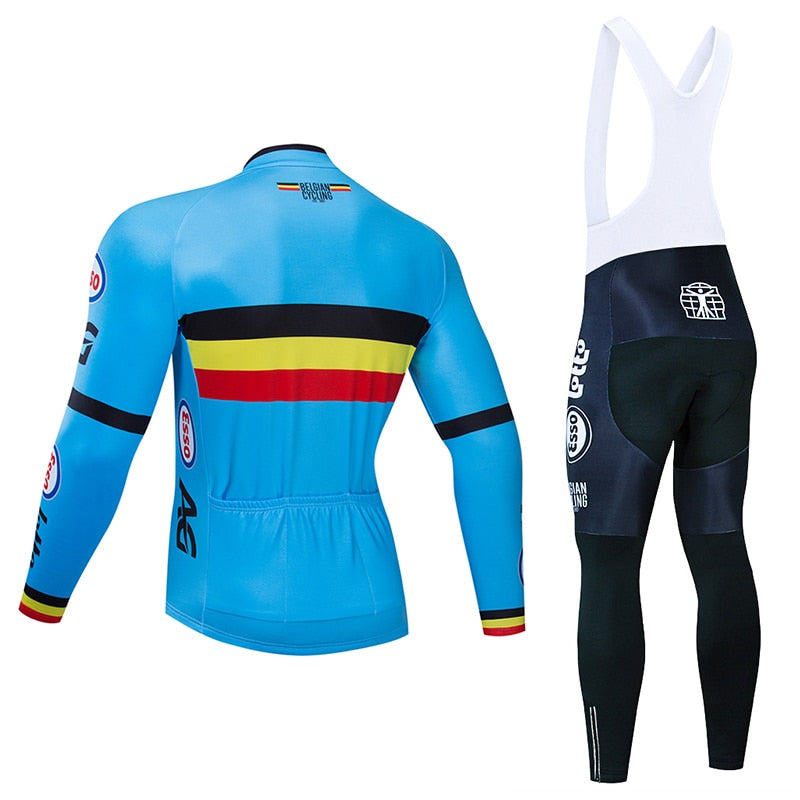 Spring/Autumn Belgium Cycling Jersey 9D Bib Set MTB Uniform Bike Clothing Quick Dry Bicycle Clothes Men‘s Long Cycling Wear | Vimost Shop.