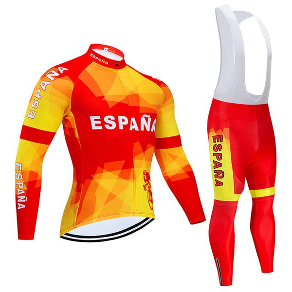 Spring/Autumn ESPANA Cycling Jersey 9D Bib Set MTB Uniform Bike Clothing Quick Dry Bicycle Clothes Men‘s Long Cycling Wear | Vimost Shop.