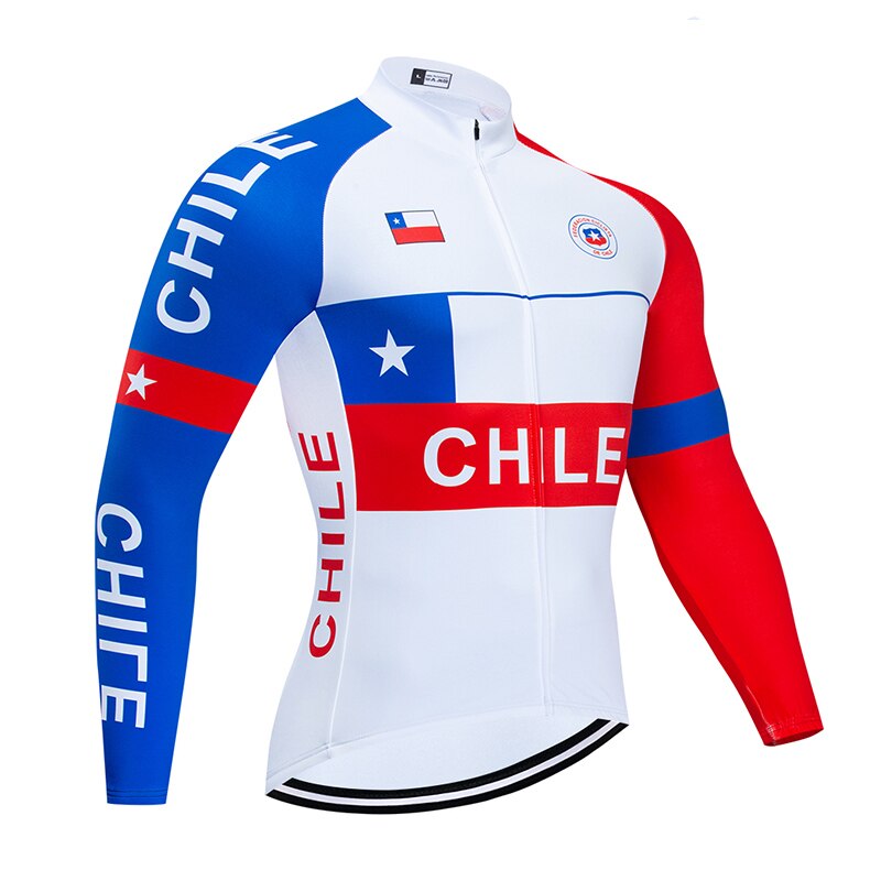 Spring/Autumn Team Chile Cycling Jersey Bib Set MTB Uniform Bike Clothing Quick Dry Bicycle Clothes Men‘s Long Cycling Wear | Vimost Shop.
