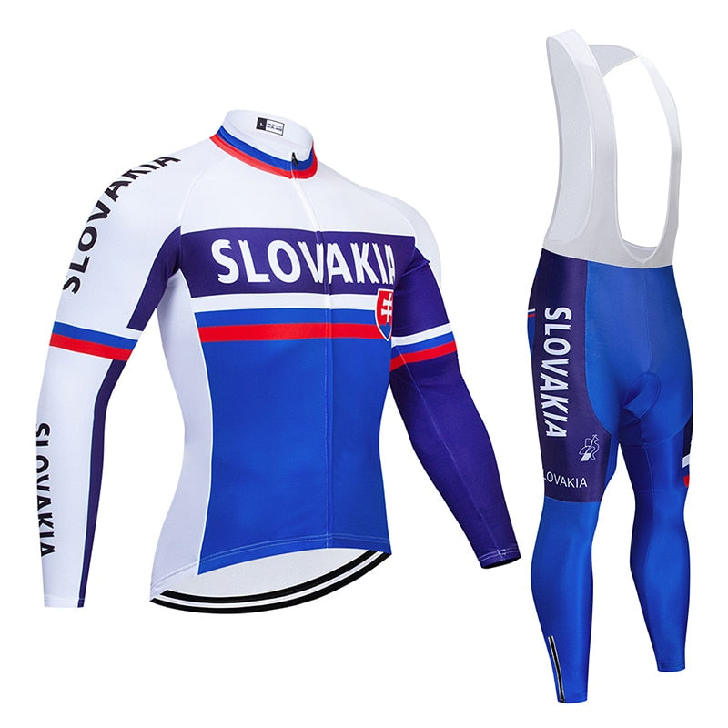 Spring/Autumn SLOVAKIA Cycling Jersey 9D Bib Set MTB Uniform Bike Clothing Quick Dry Bicycle Clothes Mens Long Cycling Wear | Vimost Shop.