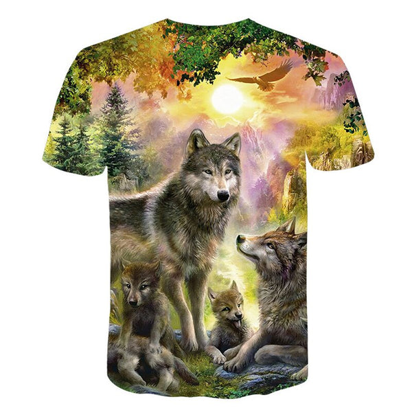 Newest Wolf 3D Print Animal Cool Funny T-Shirt Men Short Sleeve Summer Tops Male T Shirt Fashion Breathable With Short | Vimost Shop.