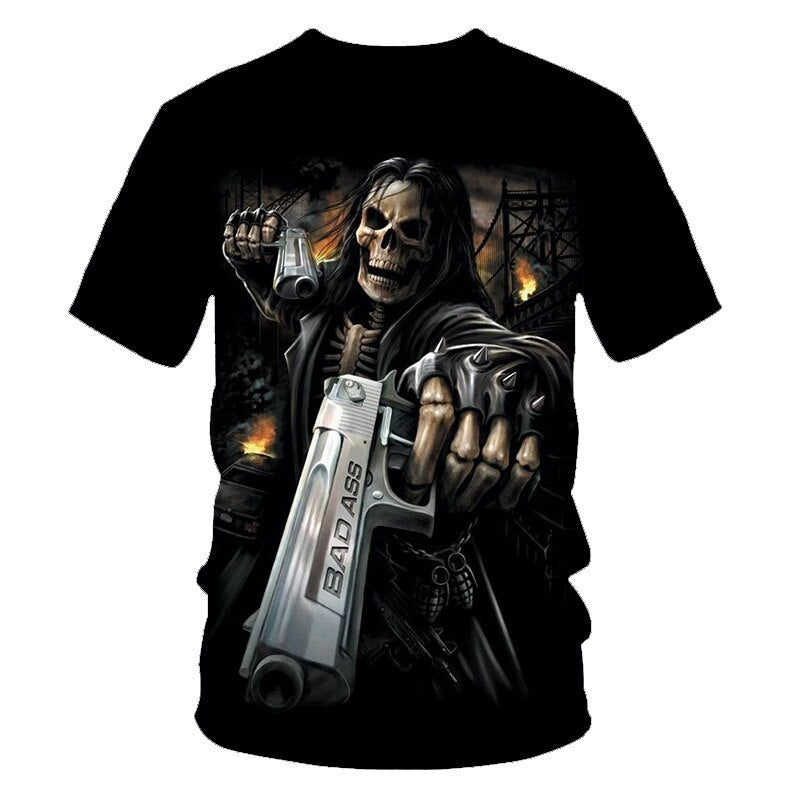 Funny Skull Motorbike 3D T Shirt Summer Hipster Short Sleeve Tee Tops Men/Women Print T-Shirts Casual Homme Short Sleeve Top | Vimost Shop.