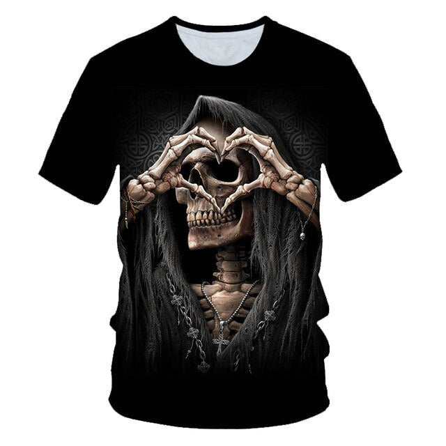 Funny Skull Motorbike 3D T Shirt Summer Hipster Short Sleeve Tee Tops Men/Women Print T-Shirts Casual Homme Short Sleeve Top | Vimost Shop.