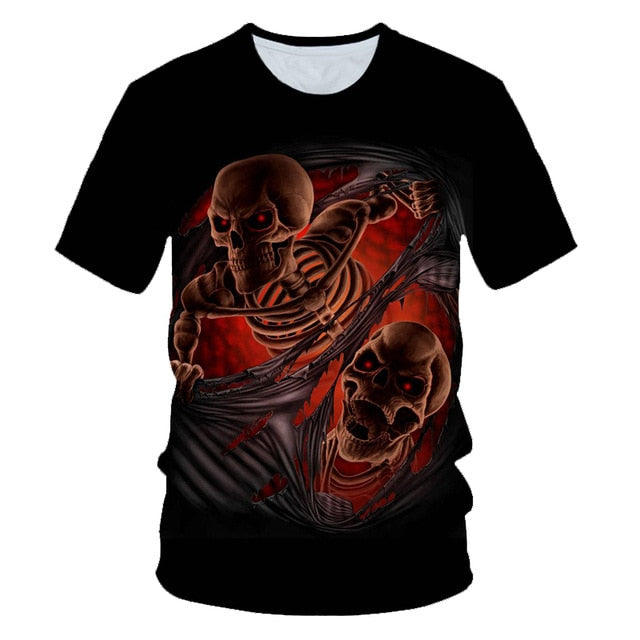 Funny Skull Motorbike 3D T Shirt Summer Hipster Short Sleeve Tee Tops Men/Women Print T-Shirts Casual Homme Short Sleeve Top | Vimost Shop.