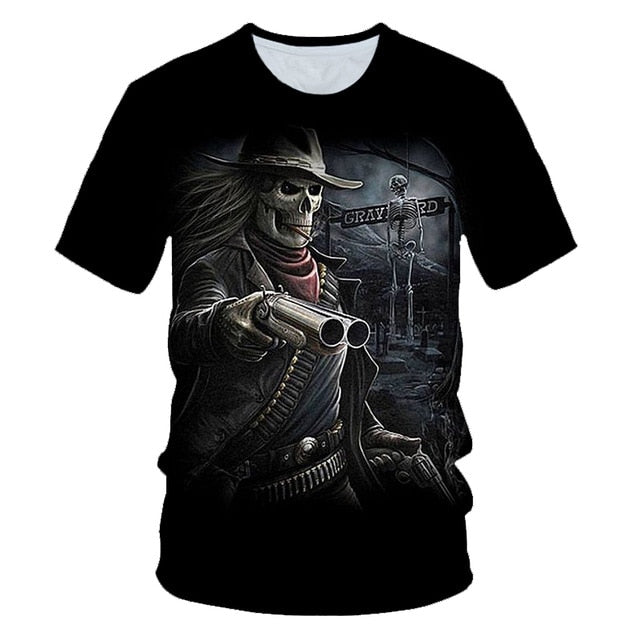 Funny Skull Motorbike 3D T Shirt Summer Hipster Short Sleeve Tee Tops Men/Women Print T-Shirts Casual Homme Short Sleeve Top | Vimost Shop.