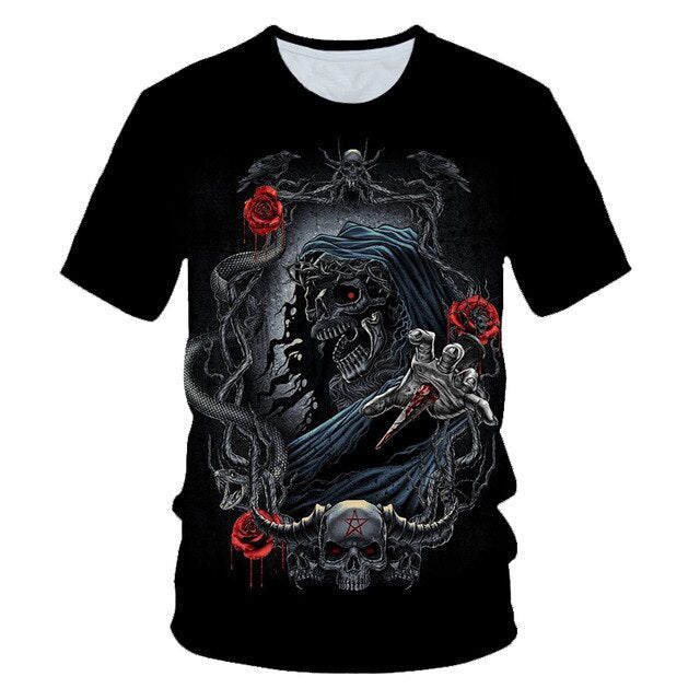 Funny Skull Motorbike 3D T Shirt Summer Hipster Short Sleeve Tee Tops Men/Women Print T-Shirts Casual Homme Short Sleeve Top | Vimost Shop.