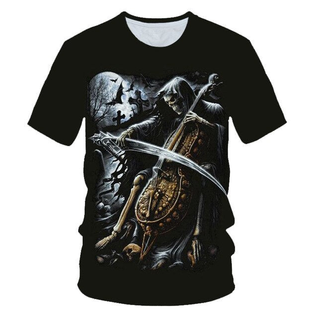 Funny Skull Motorbike 3D T Shirt Summer Hipster Short Sleeve Tee Tops Men/Women Print T-Shirts Casual Homme Short Sleeve Top | Vimost Shop.