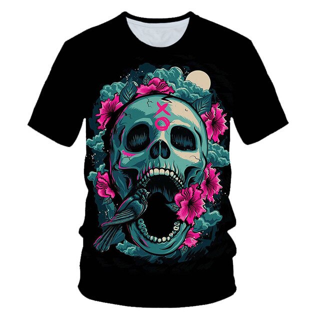 Funny Skull Motorbike 3D T Shirt Summer Hipster Short Sleeve Tee Tops Men/Women Print T-Shirts Casual Homme Short Sleeve Top | Vimost Shop.