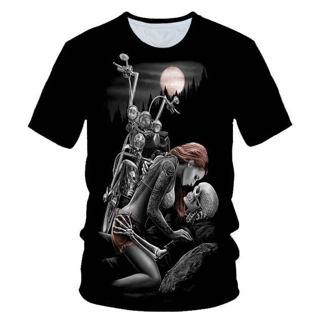 Funny Skull Motorbike 3D T Shirt Summer Hipster Short Sleeve Tee Tops Men/Women Print T-Shirts Casual Homme Short Sleeve Top | Vimost Shop.