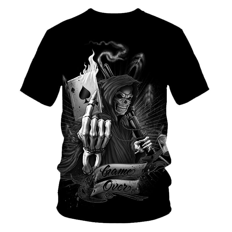 Funny Skull Motorbike 3D T Shirt Summer Hipster Short Sleeve Tee Tops Men/Women Print T-Shirts Casual Homme Short Sleeve Top | Vimost Shop.