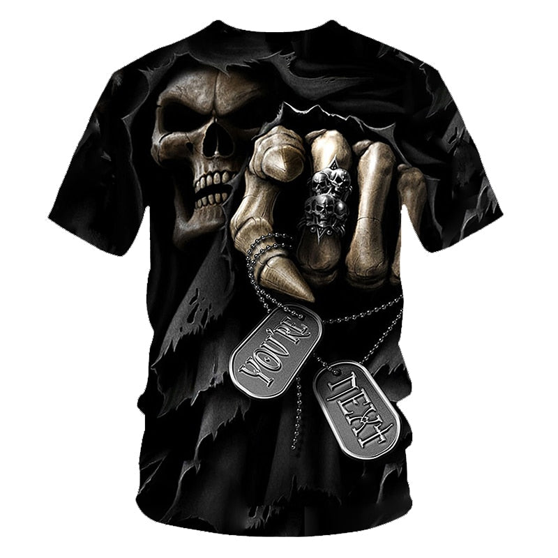 Funny Skull Motorbike 3D T Shirt Summer Hipster Short Sleeve Tee Tops Men/Women Print T-Shirts Casual Homme Short Sleeve Top | Vimost Shop.