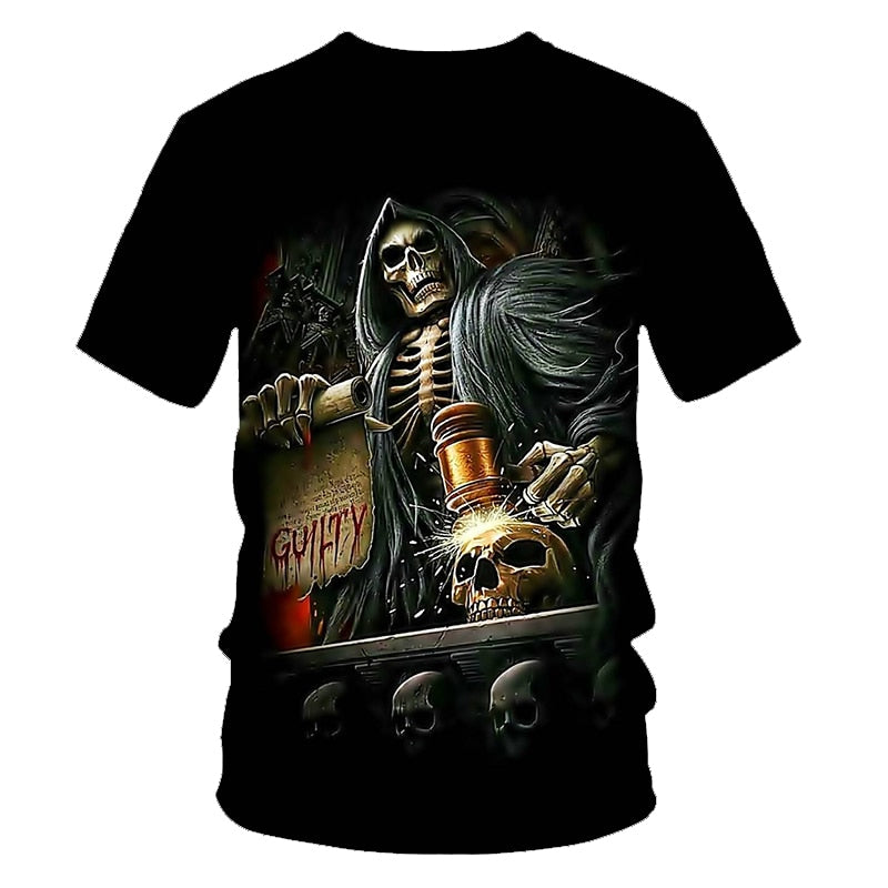 Funny Skull Motorbike 3D T Shirt Summer Hipster Short Sleeve Tee Tops Men/Women Print T-Shirts Casual Homme Short Sleeve Top | Vimost Shop.