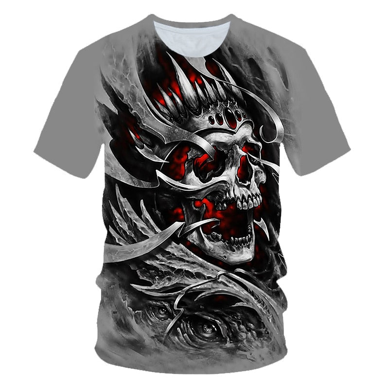 Funny Skull Motorbike 3D T Shirt Summer Hipster Short Sleeve Tee Tops Men/Women Print T-Shirts Casual Homme Short Sleeve Top | Vimost Shop.