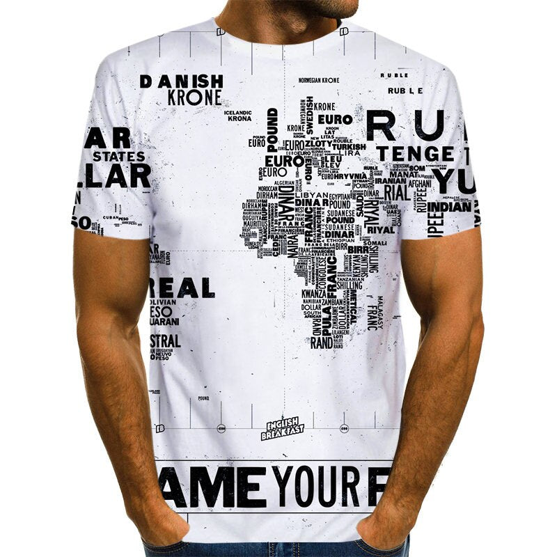 World Map T-shirt Funny T Shirts Summer Fashion Anime Tshirt 3D T Shirt Mens Clothing Tops Tees 2020 New Fashion | Vimost Shop.