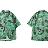 Men Hip Hop Shirt Streetwear Men Hawaiian Shirts Graffiti Skull Harajuku Summer Beach Shirt Casual Tops | Vimost Shop.