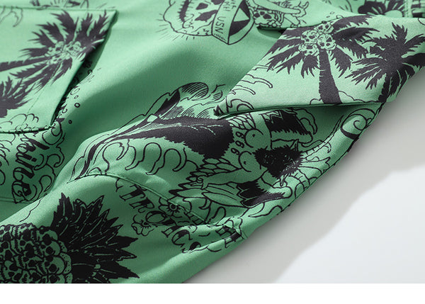 Men Hip Hop Shirt Streetwear Men Hawaiian Shirts Graffiti Skull Harajuku Summer Beach Shirt Casual Tops | Vimost Shop.