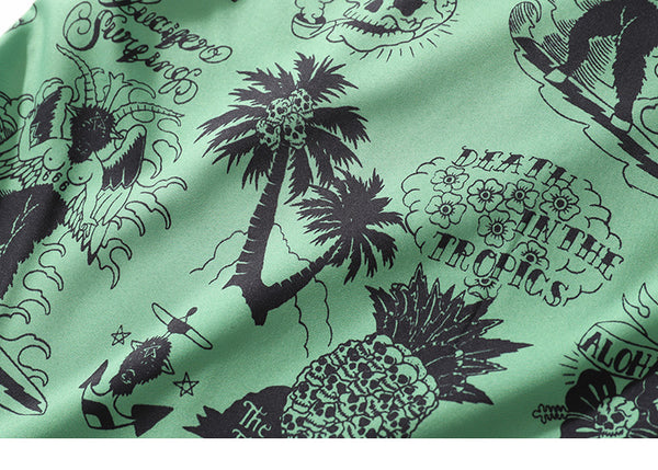 Men Hip Hop Shirt Streetwear Men Hawaiian Shirts Graffiti Skull Harajuku Summer Beach Shirt Casual Tops | Vimost Shop.