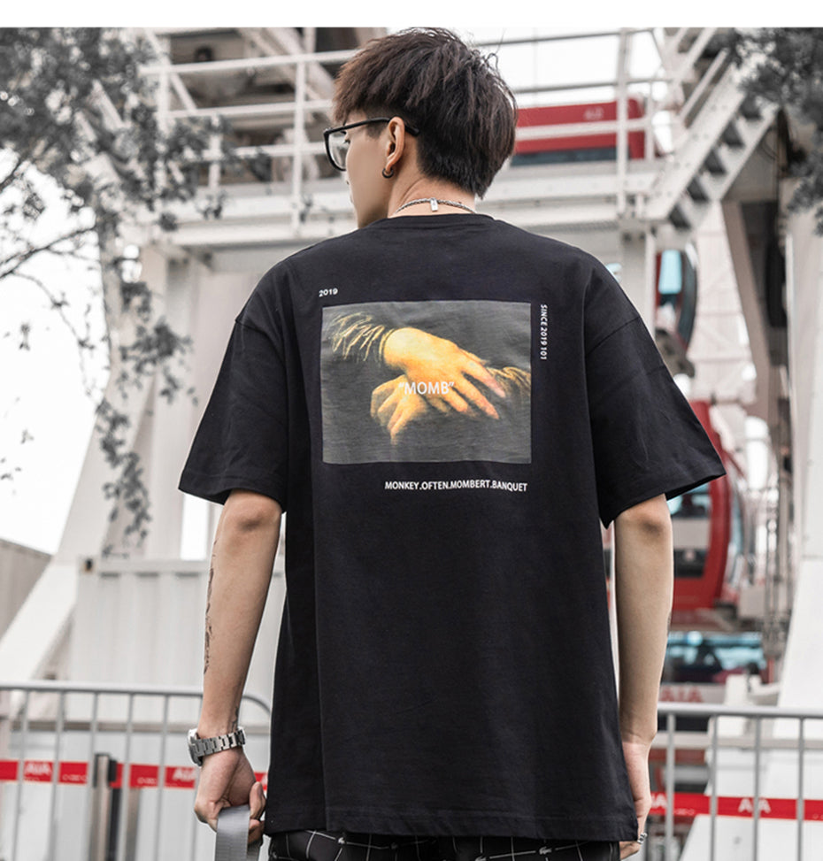 Funny Mona Lisa Printed Short Sleeve T Shirts Streetwear Men Summer Harajuku Hip Hop Top Tees Male Tshirts | Vimost Shop.