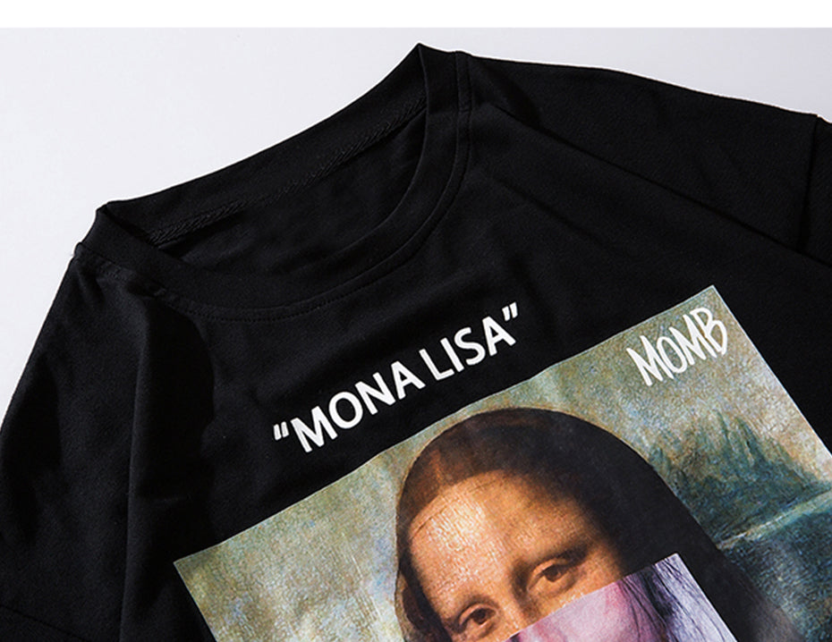 Funny Mona Lisa Printed Short Sleeve T Shirts Streetwear Men Summer Harajuku Hip Hop Top Tees Male Tshirts | Vimost Shop.