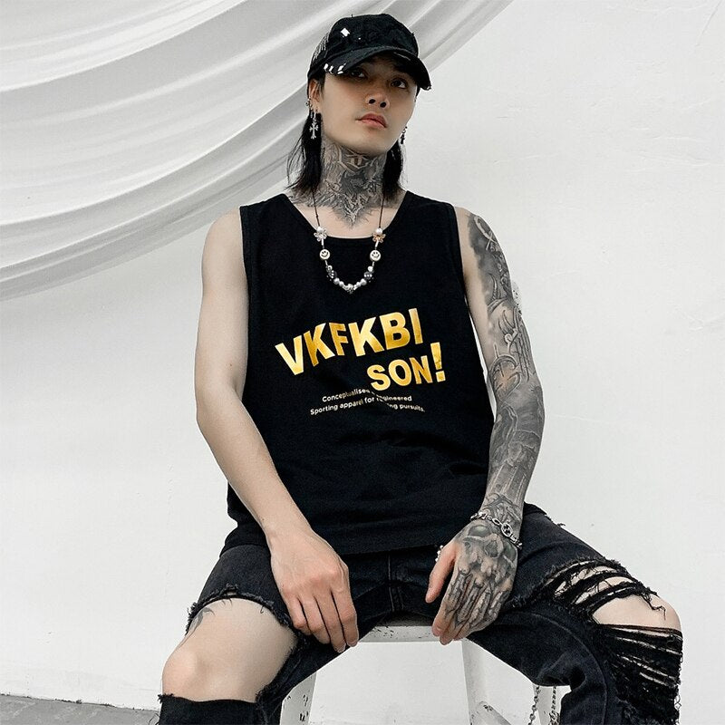 High Quality Letter Print Hip Hop Sport Basketball Vest Tops Tees Sleeveless Men Casual Loose Pullover Couple Wear Tank Tops | Vimost Shop.