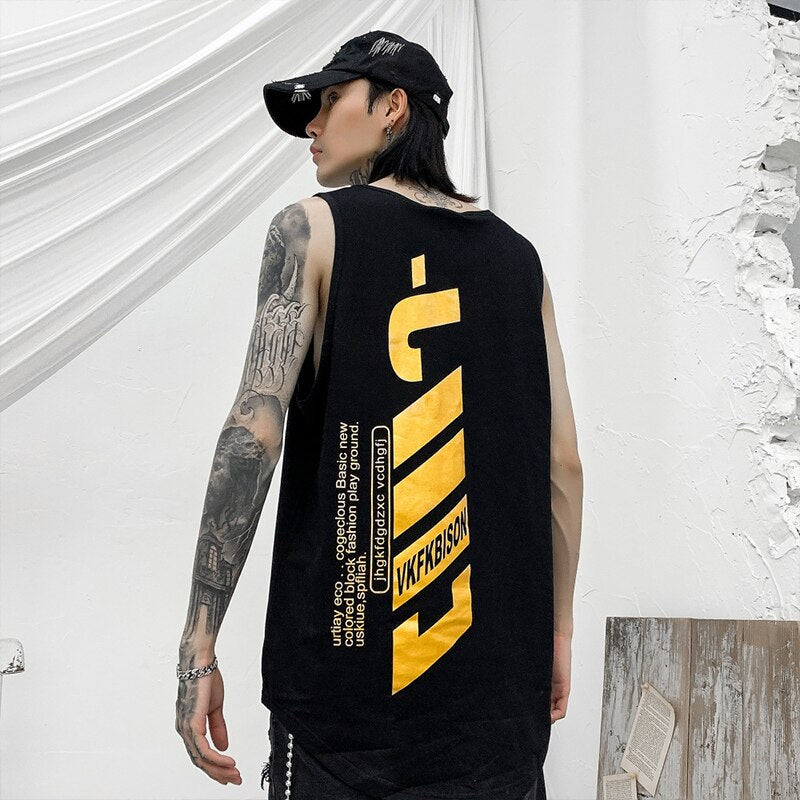 High Quality Letter Print Hip Hop Sport Basketball Vest Tops Tees Sleeveless Men Casual Loose Pullover Couple Wear Tank Tops | Vimost Shop.