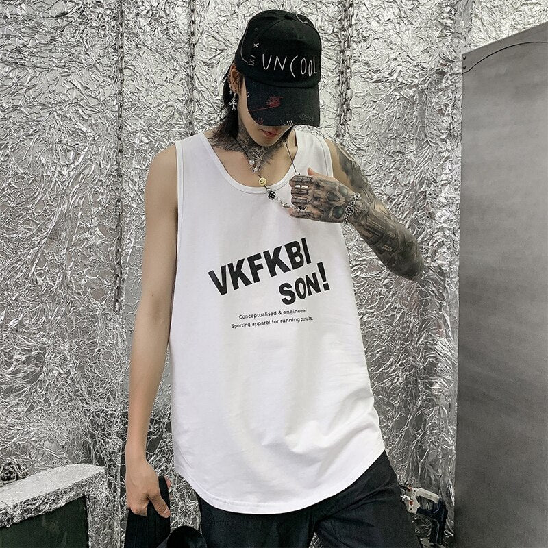 High Quality Letter Print Hip Hop Sport Basketball Vest Tops Tees Sleeveless Men Casual Loose Pullover Couple Wear Tank Tops | Vimost Shop.